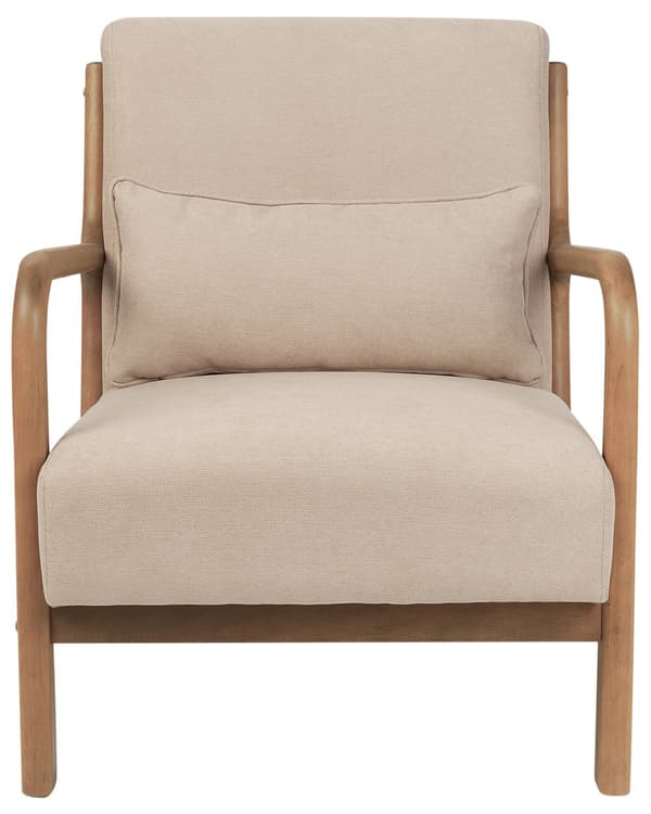 Lenestol Beige Stoff Treben med Armlener og Pute Klassisk Tradisjonell Stue