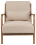 Miniatyrbilde 4 av 9: Lenestol Beige Stoff Treben med Armlener og Pute Klassisk Tradisjonell Stue