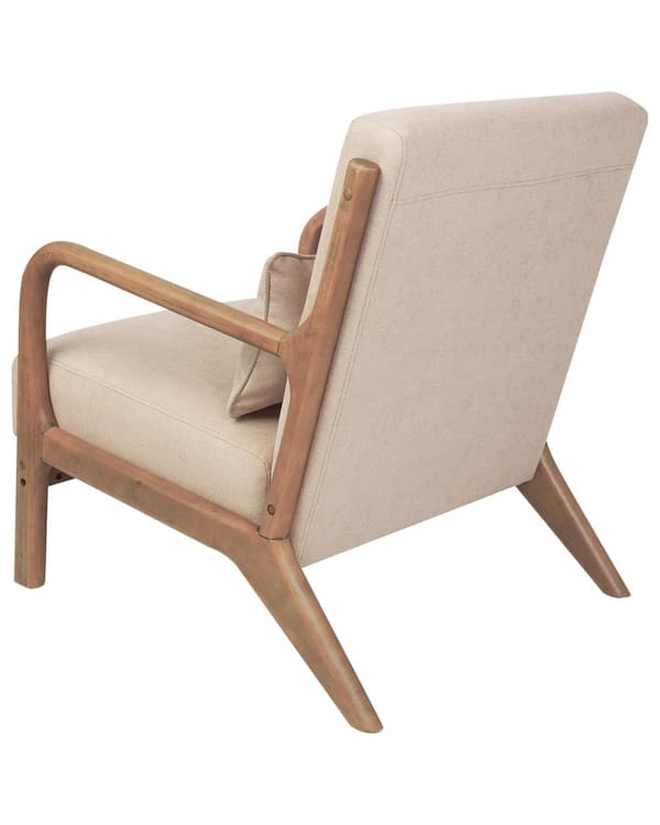 Lenestol Beige Stoff Treben med Armlener og Pute Klassisk Tradisjonell Stue