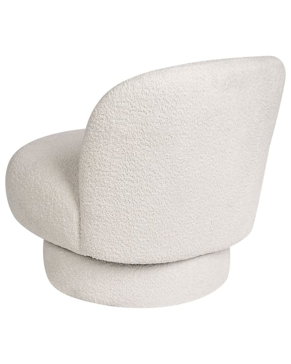 Lenestol Hvit Bouclé Rund form Buet ryggstøtte Svingbar Retro design Hvilestol