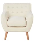 Miniatyrbillede 4 af 10: Lænestol Lys beige Polyester Lyst Træben Hvilestol Tyk Polstret Sæde Tuftet Ryg Skandinavisk Minimalistisk Stue Klassisk Moderne Retro Design