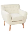 Miniatyrbillede 1 af 10: Lænestol Lys beige Polyester Lyst Træben Hvilestol Tyk Polstret Sæde Tuftet Ryg Skandinavisk Minimalistisk Stue Klassisk Moderne Retro Design