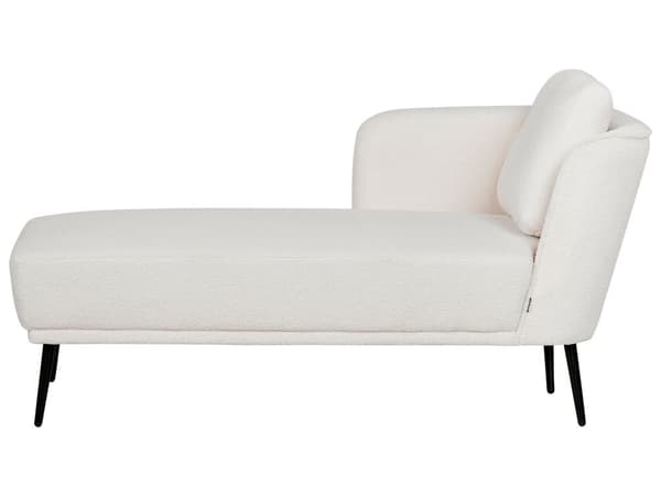 Sjeselong i Off-White Boucle med Pute i Retrostil i Stue Møbler Høyrevendt
