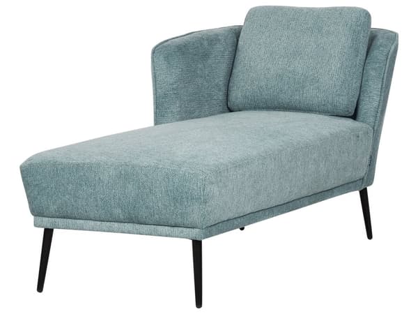 Sjeselong i Blått Polyesterstoff med Pute i Retrostil i Stue Møbler Høyrevendt