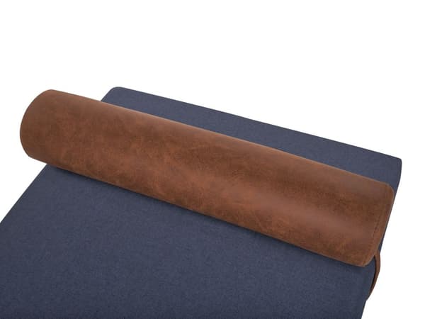 Sjeselong Mørkeblå Brun Imitert skinn Syntetisk Imitert lin Svarte ben i jern Ekstra pute Moderne stil Stue Daybed