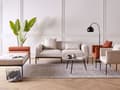 Miniatyrbilde 4 av 11: Sjeselong Beige Gyllenbrun Imitert Lin Syntetisk materiale Svarte ben i jern Ekstra pute Moderne stil Stue Daybed