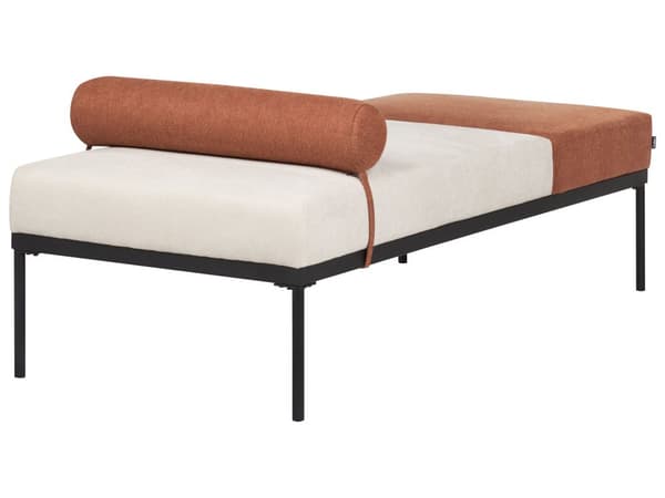 Sjeselong Beige Gyllenbrun Imitert Lin Syntetisk materiale Svarte ben i jern Ekstra pute Moderne stil Stue Daybed