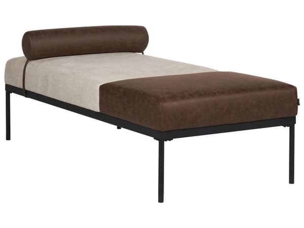 Sjeselong Beige Mørkebrun Imitert skinn Syntetisk Imitert lin Svarte ben i jern Ekstra pute Moderne stil Stue Daybed