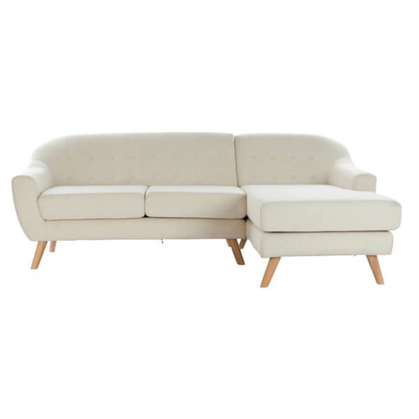 Chaise lonngue sofa DKD Home Decor Flødefarvet Gummitræ 226 x 144 x 84 cm