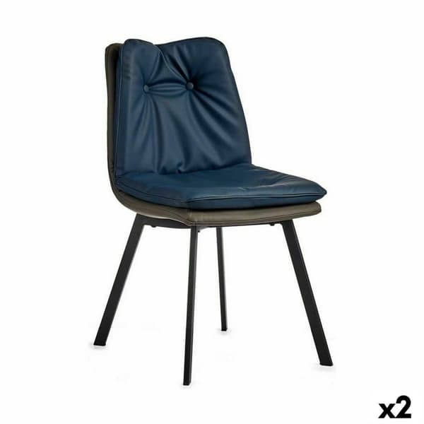 Lenestol Knappers Blå Svart Grå Stål 62 x 85 x 47 cm (2 enheter)