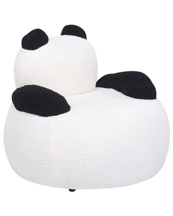 Lasten nojatuoli valkoinen musta bukleekangasverhoilu panda pörröinen lastenhuoneen moderni
