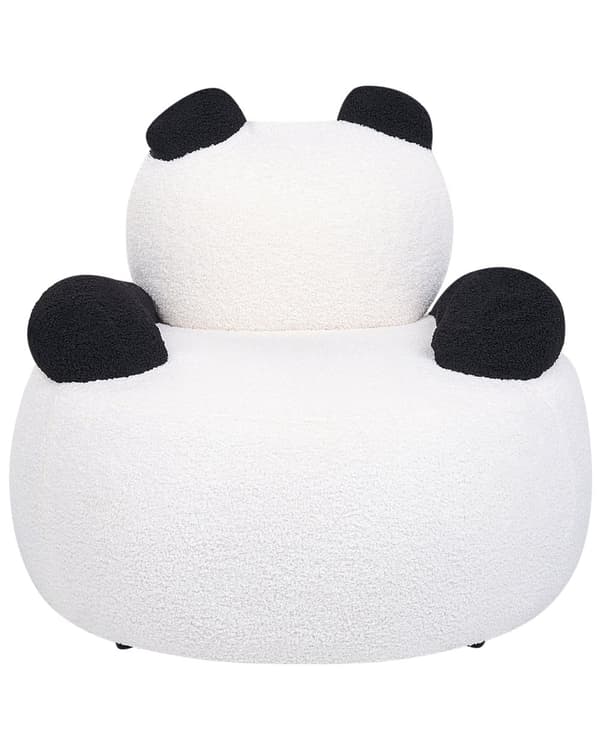 Lasten nojatuoli valkoinen musta bukleekangasverhoilu panda pörröinen lastenhuoneen moderni