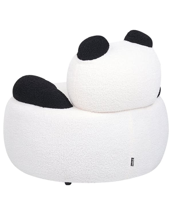 Lasten nojatuoli valkoinen musta bukleekangasverhoilu panda pörröinen lastenhuoneen moderni