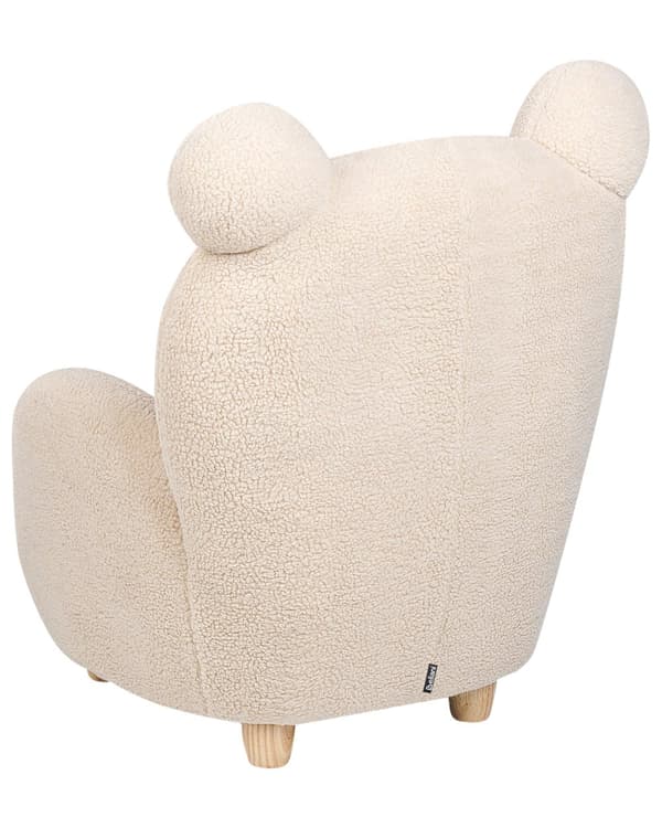 Lasten nojatuoli beige teddykangasverhoilu pörröinen karhu lastenhuoneen moderni