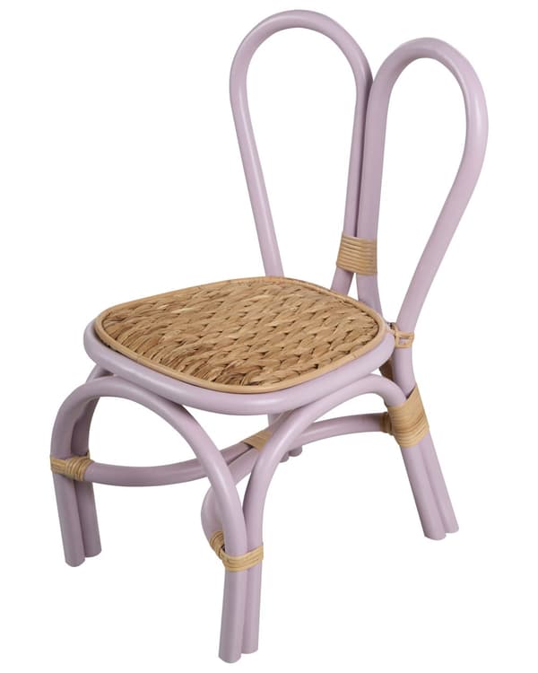 Børnestol Lilla Rattan Stol til Børn med Flet Design Moderne Rattanstol til Børneværelse