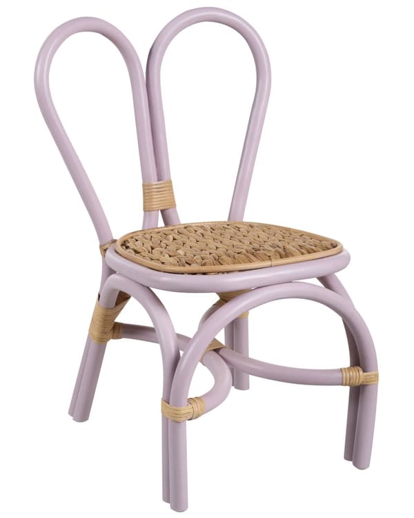 Børnestol Lilla Rattan Stol til Børn med Flet Design Moderne Rattanstol til Børneværelse
