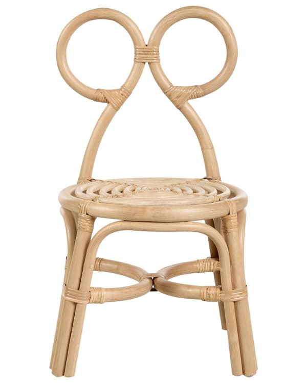 Børnestol Lys Rattan Stol til Børn med Flet Design Moderne Rattanstol til Børneværelse