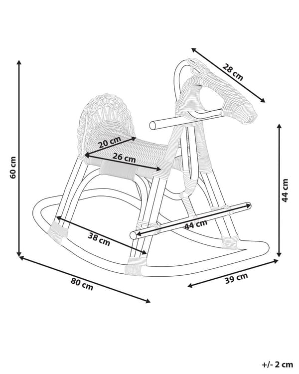Børne Gyngestol Lys Rattan Stol til Børn med Flet Hest Design Moderne Rattanstol til Børneværelse Gyngehest med Ryglæn