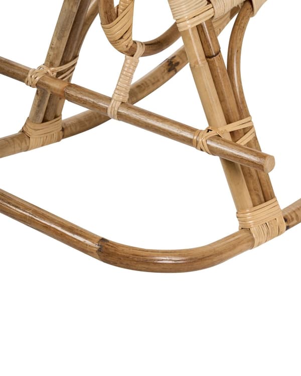 Børne Gyngestol Lys Rattan Stol til Børn med Flet Hest Design Moderne Rattanstol til Børneværelse Gyngehest med Ryglæn