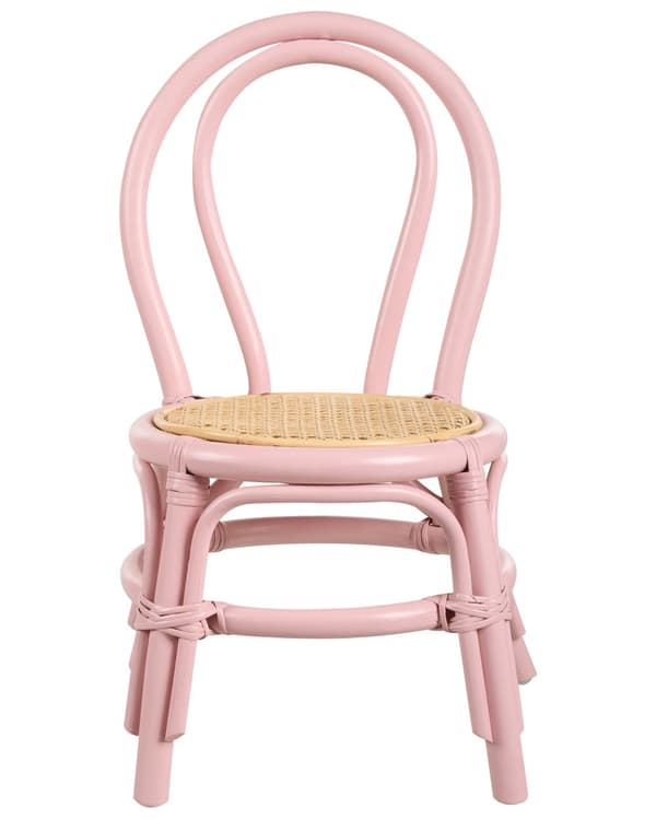 Børnestol Lyserød Rattan Stol til Børn med Flet Design Moderne Rattanstol til Børneværelse