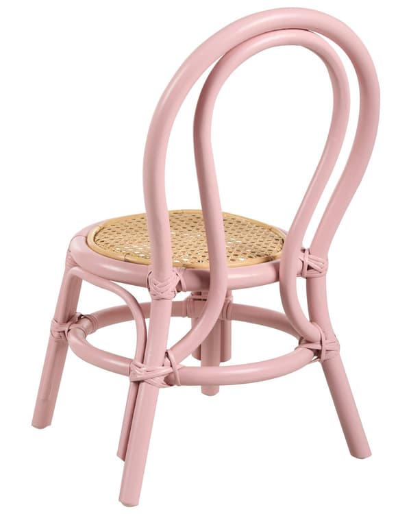Børnestol Lyserød Rattan Stol til Børn med Flet Design Moderne Rattanstol til Børneværelse