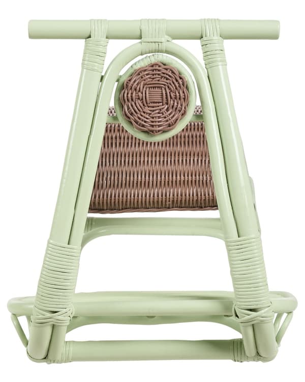 Børne Gyngestol Lysegrøn Rattan Stol til Børn med Flet Snegl Design Moderne Rattanstol til Børneværelse Gyngehest med Ryglæn