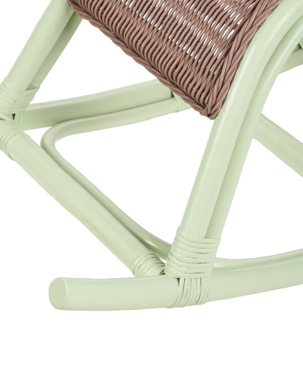 Børne Gyngestol Lysegrøn Rattan Stol til Børn med Flet Snegl Design Moderne Rattanstol til Børneværelse Gyngehest med Ryglæn
