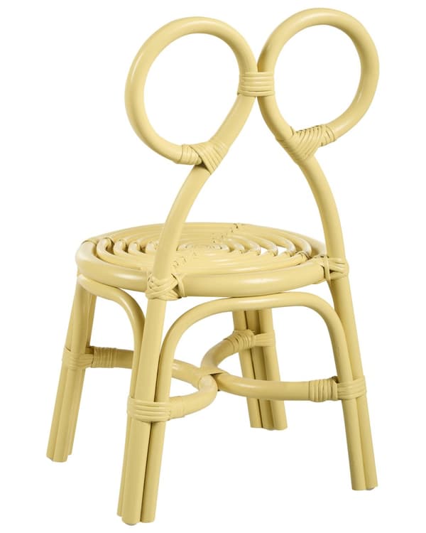 Børnestol Gul Rattan Stol til Børn med Flet Design Moderne Rattanstol til Børneværelse