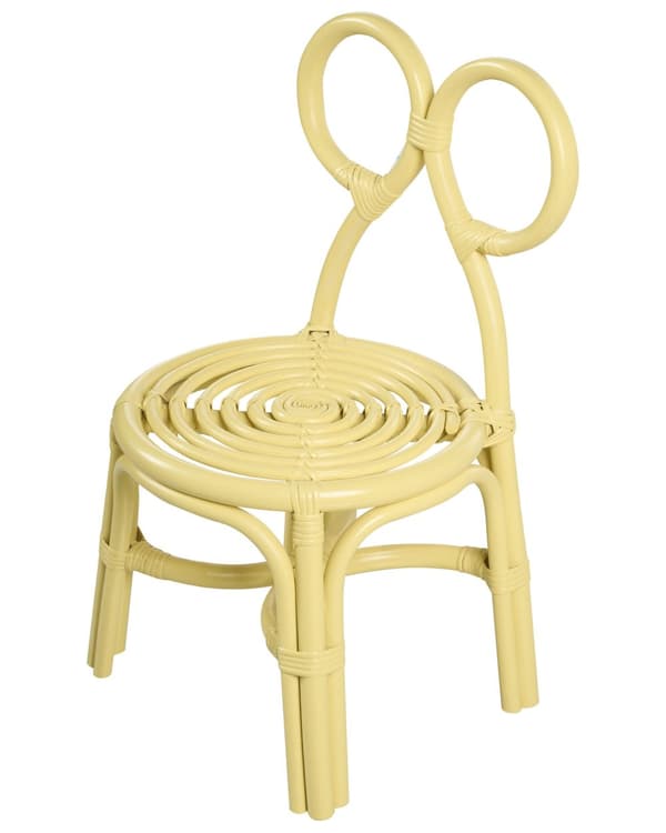 Børnestol Gul Rattan Stol til Børn med Flet Design Moderne Rattanstol til Børneværelse