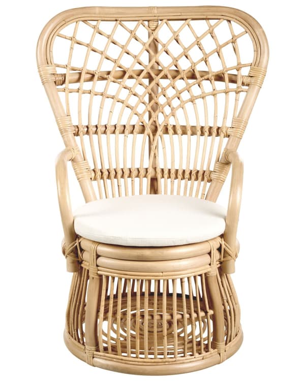 Børnestol Lys Rattan Stol til Børn med Påfugle Design Moderne Børnelænestol til Børneværelse