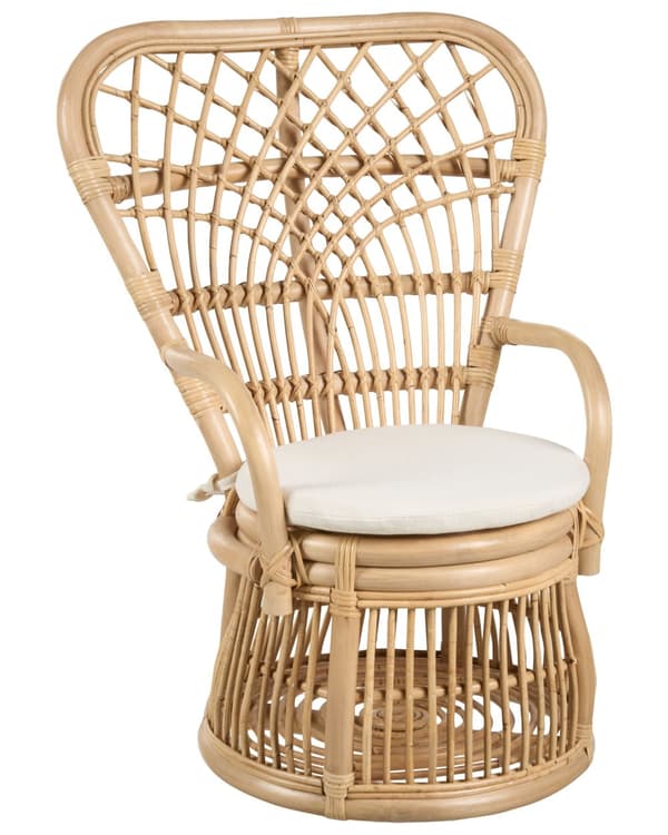 Børnestol Lys Rattan Stol til Børn med Påfugle Design Moderne Børnelænestol til Børneværelse