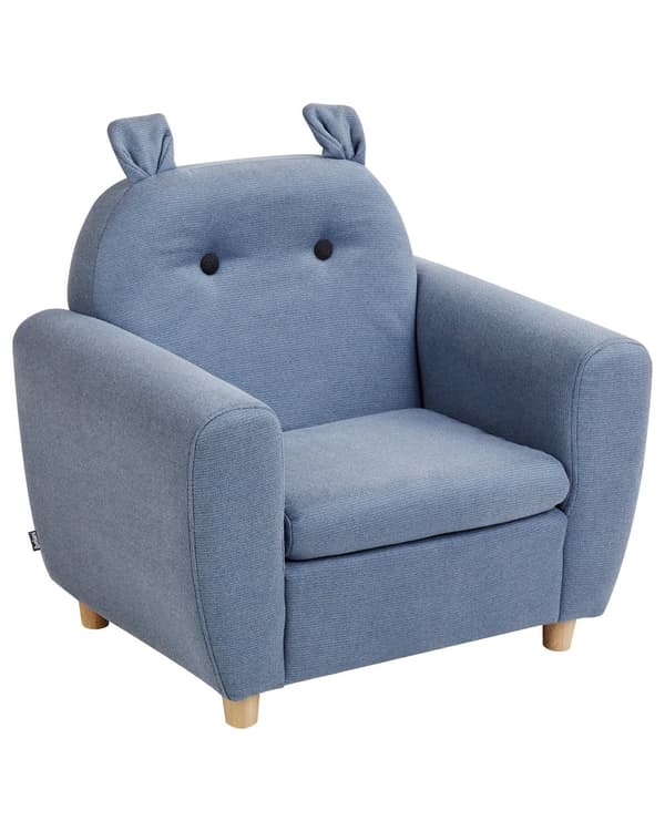 Barnfåtölj Blå Tygklädsel med Armstöd Modern Design