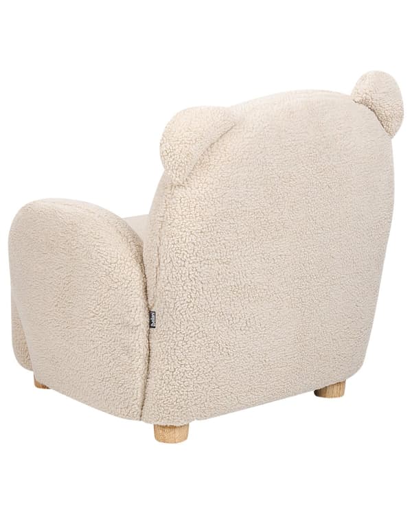 Djurstol Beige Konstpälsklädsel med Armstöd Barnmöbler Fåtölj för Barn Modern Design Björnform Barnkammare Barnrum Sovrum Lekrum