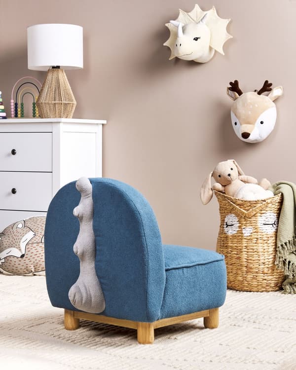 Djurstol Blå Polyesterklädsel Utan Armstöd Barnmöbel Stol för barn Modern Design Triceratops Barnrum Vardagsrum Sovrum