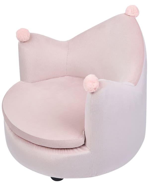 Fåtölj Rosa Sammetsklädsel med Armstöd Barnrumsmöbler Stol för Barn Modern Design Kronform Barnrum Barnkammare Lekrum