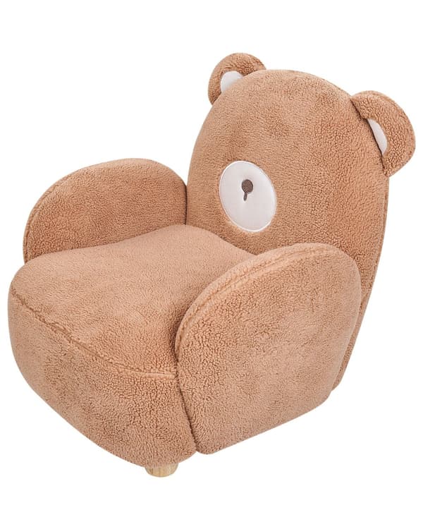 Djurstol Brun Konstpälsklädsel med Armstöd Barnmöbler Fåtölj för Barn Modern Design Björnform Barnkammare Barnrum Sovrum Lekrum