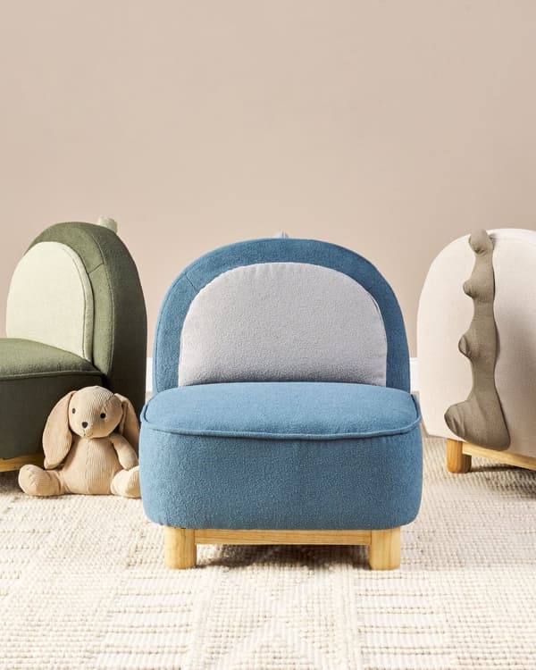 Djurstol Beige Polyesterklädsel Utan Armstöd Barnmöbel Stol för barn Modern Design Triceratops Barnrum Vardagsrum Sovrum