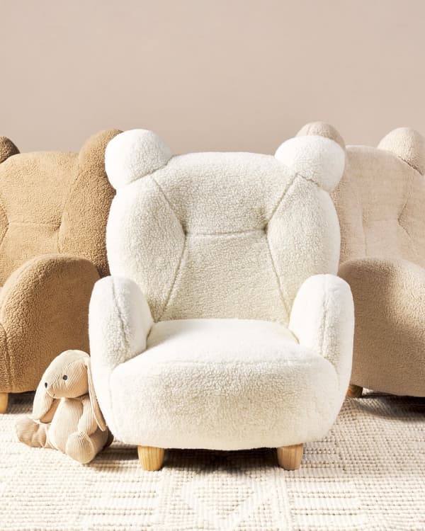 Dyre lenestol Beige polyester møbeltrekk Barnehagemøbler Sete for barn Moderne design Bjørneform