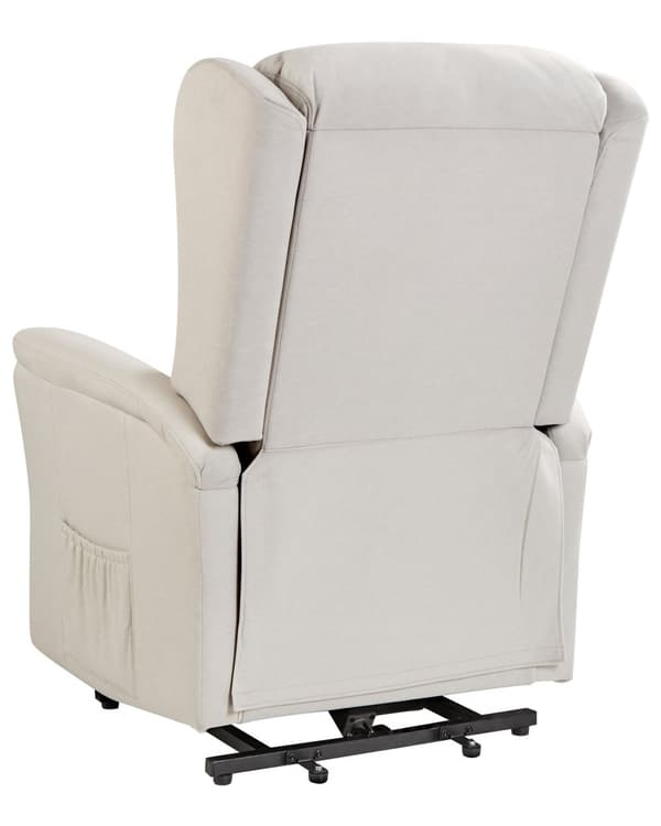 Lænestol Creamhvid Polyester Stol med Løftefunktion Elektrisk Recliner Hvilestol med Motor Sædeløft Stol Fjernbetjening Seniorstol