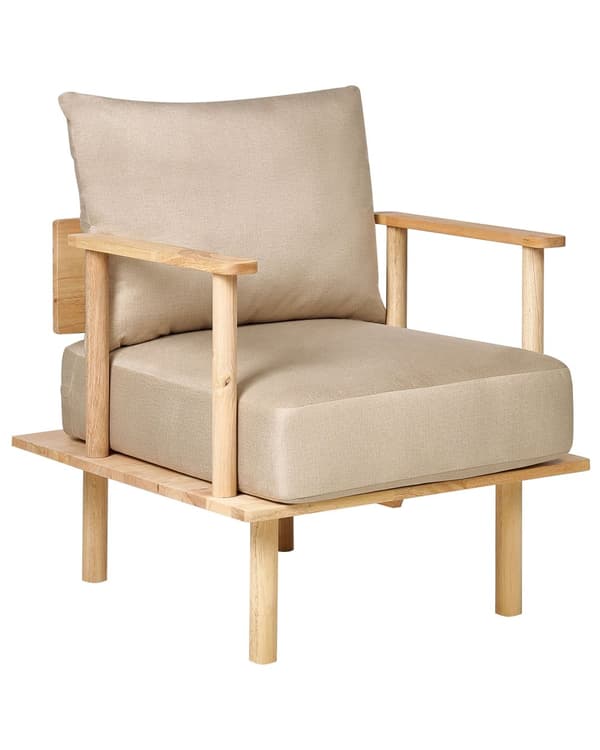 Fåtölj Beige Polyestertyg Klädsel Japandi Minimalistisk stil