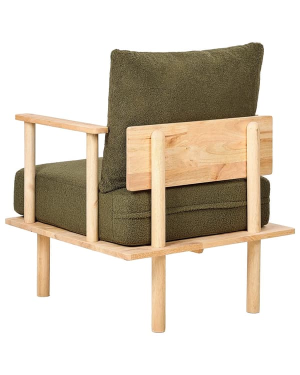 Fåtölj Mörkgrön Bouclé Tygklädsel Japandi Minimalistisk stil