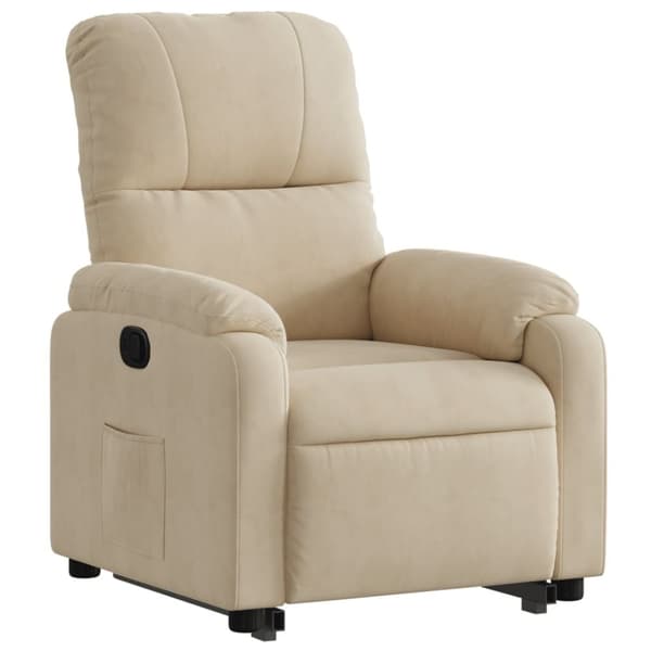 Reclinerfåtölj med uppresningshjälp gräddvit mikrofibertyg