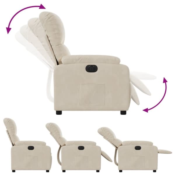 Elektrisk reclinerfåtölj beige mikrofibertyg