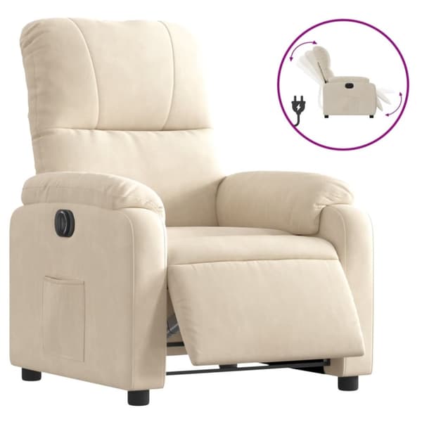 Elektrisk reclinerfåtölj beige mikrofibertyg