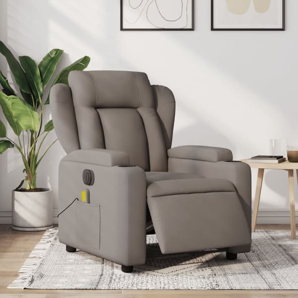 Elektrisk massagefåtölj taupe tyg