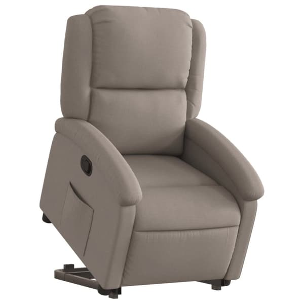 Reclinerfåtölj med uppresningshjälp taupe tyg