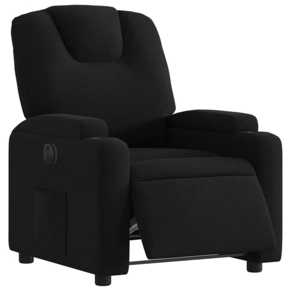 Elektrisk reclinerfåtölj svart tyg