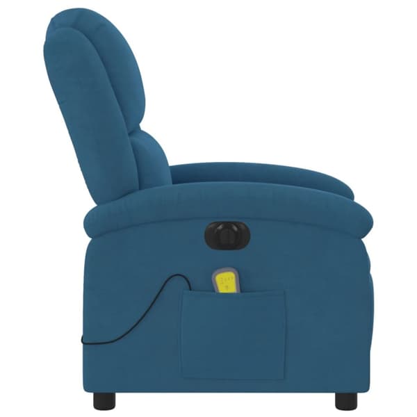 Elektrisk massagefåtölj blå sammet