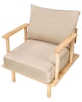 Miniatyrbilde 6 av 11: Lenestol Beige Polyester Stoff Polstring Minimalistisk Japandi-stil