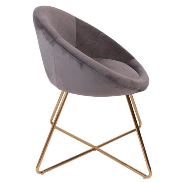 Karl Grey Fåtölj - HOME DECO FACTORY - Ren linje - Kopparmetallfötter